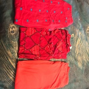 3 pack Red and Valentine LulaRoe Leggings
